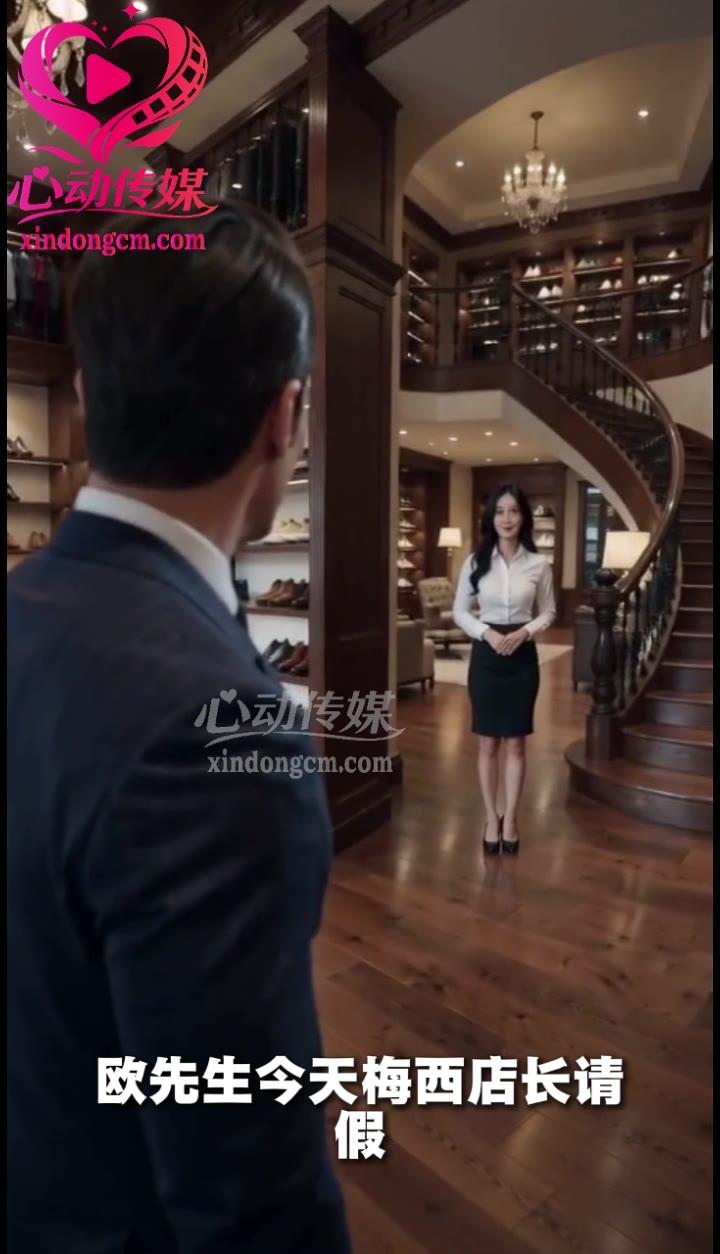 鞋店女店员迎接再次到店的丈夫