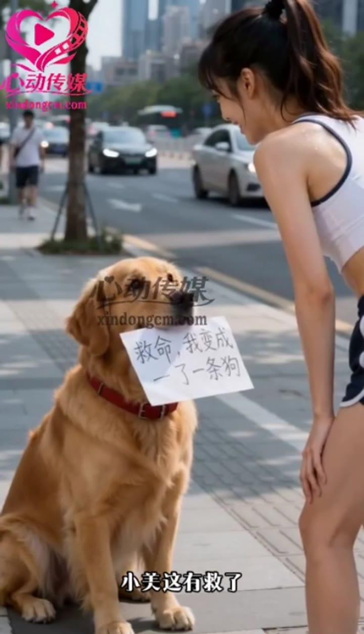 小美查看金毛犬叼来的手写求救纸条