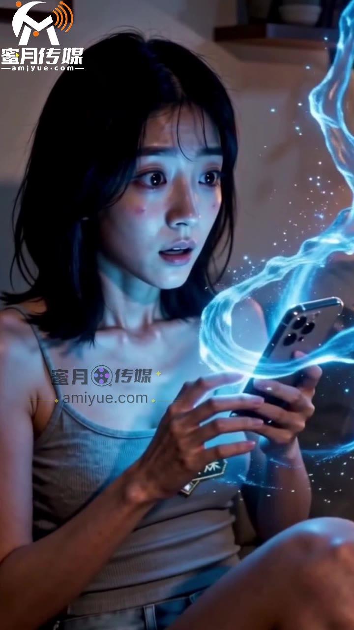蓝色次元能量从手机周围涌出