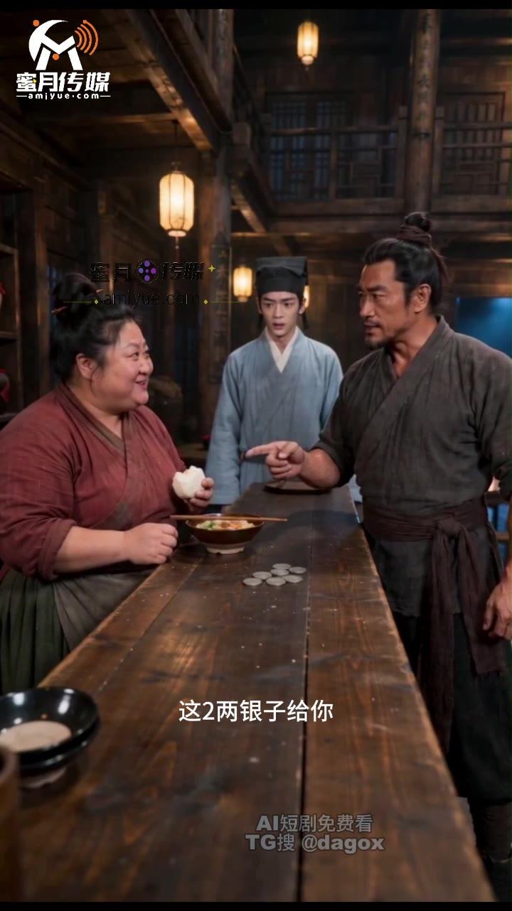 旅人把二两银子交给客栈老板娘