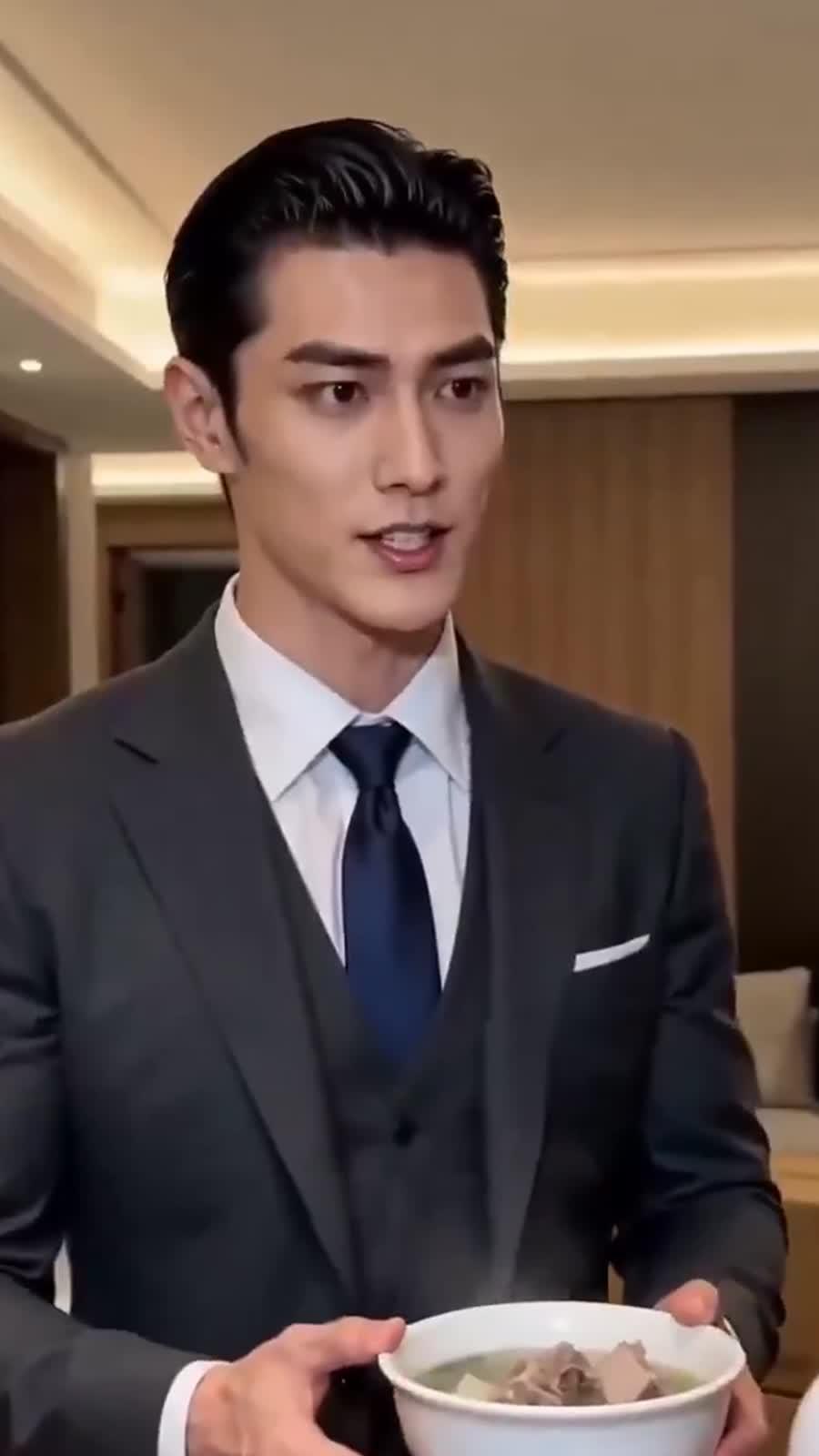 李博接过邻居送来的汤