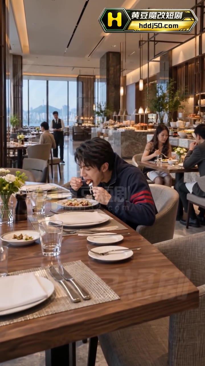 陌生男子进入高级酒店餐厅