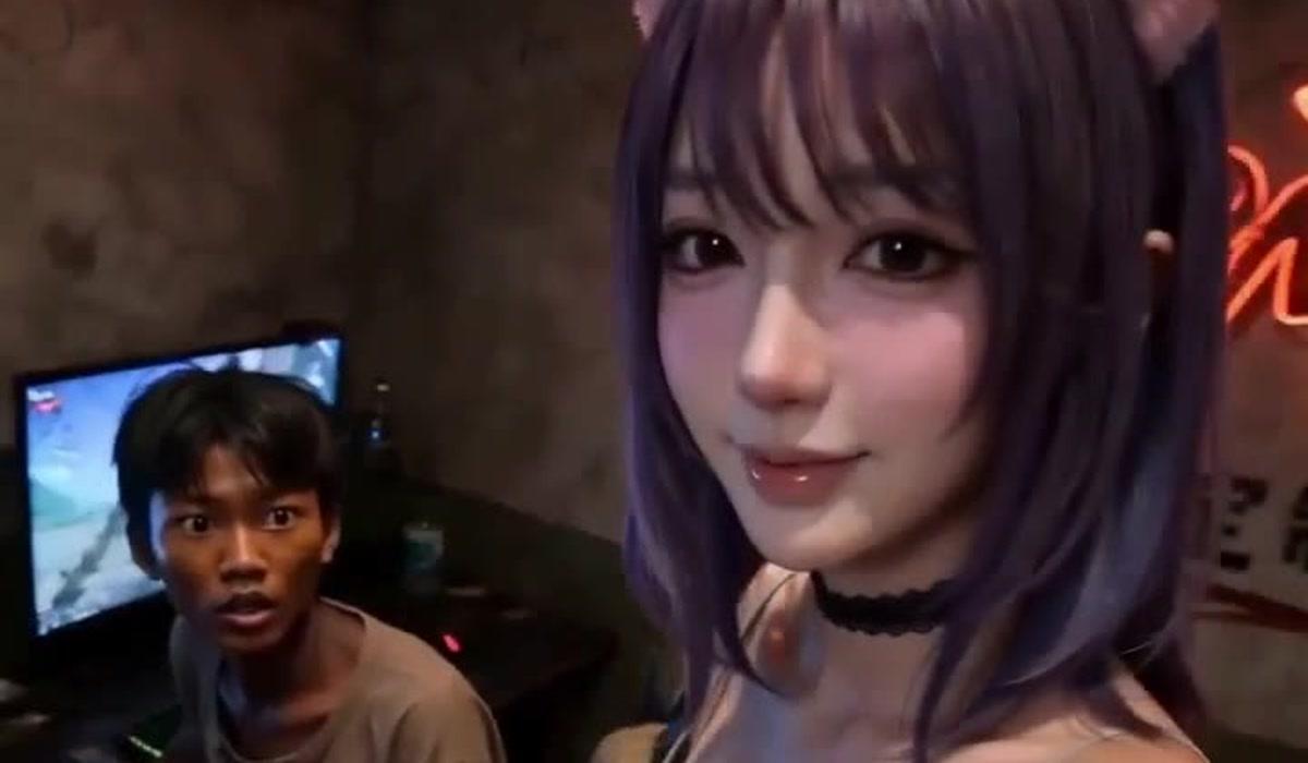 如熙进入网吧包间与男玩家同框