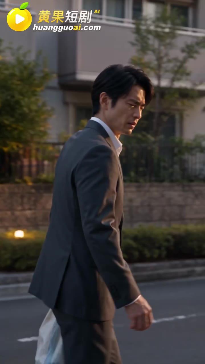 王浩变身后以西装造型出现在住宅区