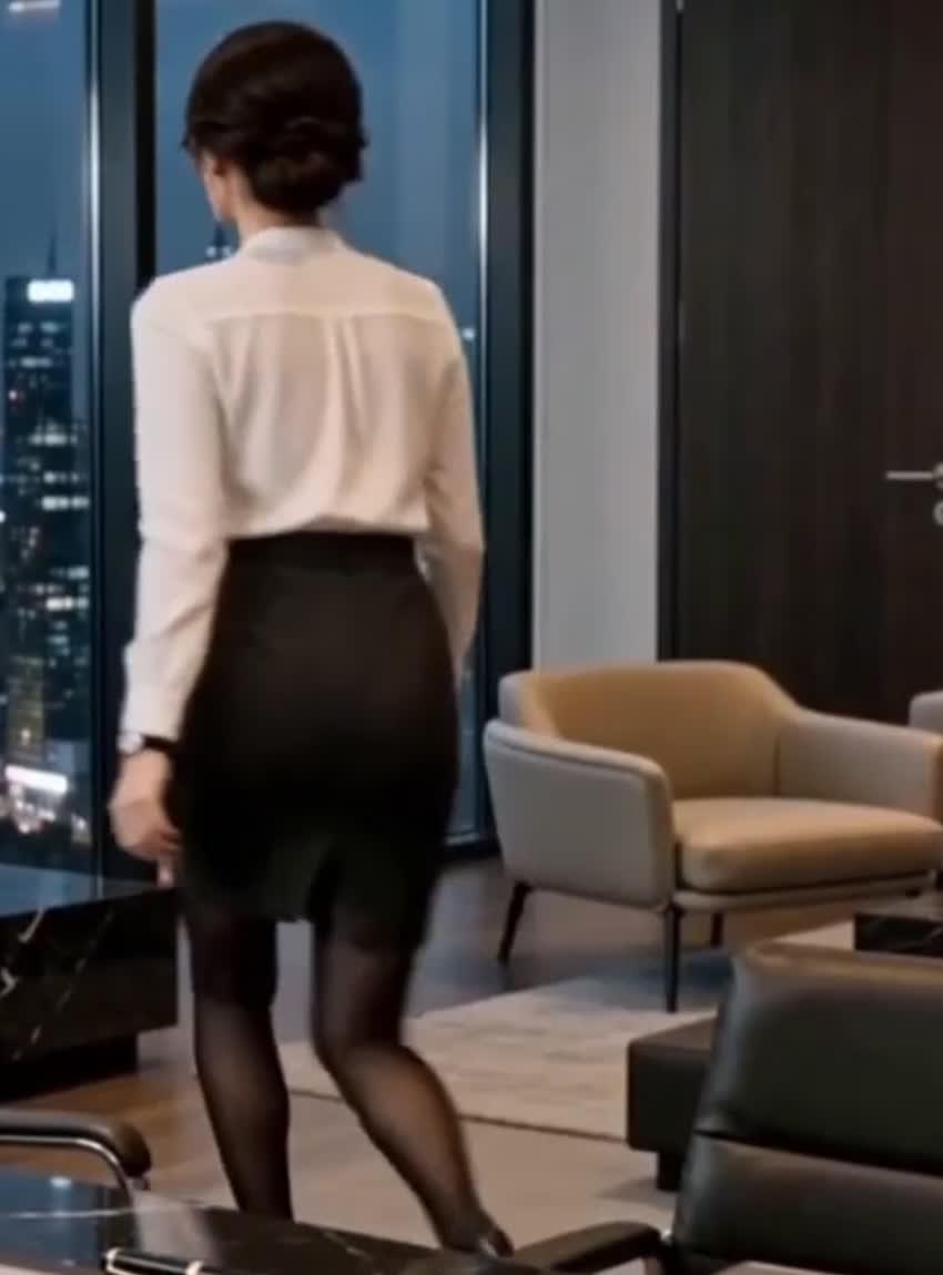 女同事离开夜间办公室