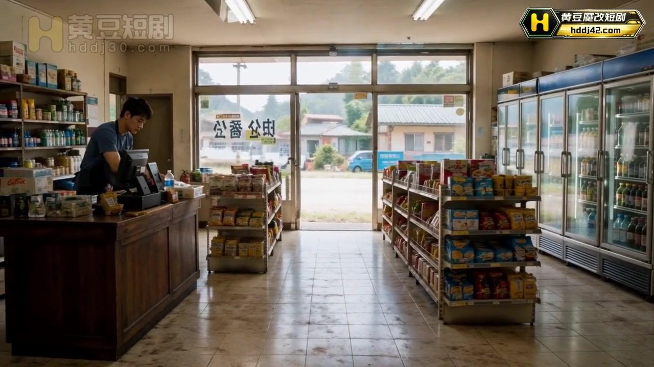 青年独自在村中杂货铺看店