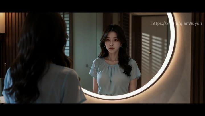 红裙女子在镜前接近白老师身边的年轻女子