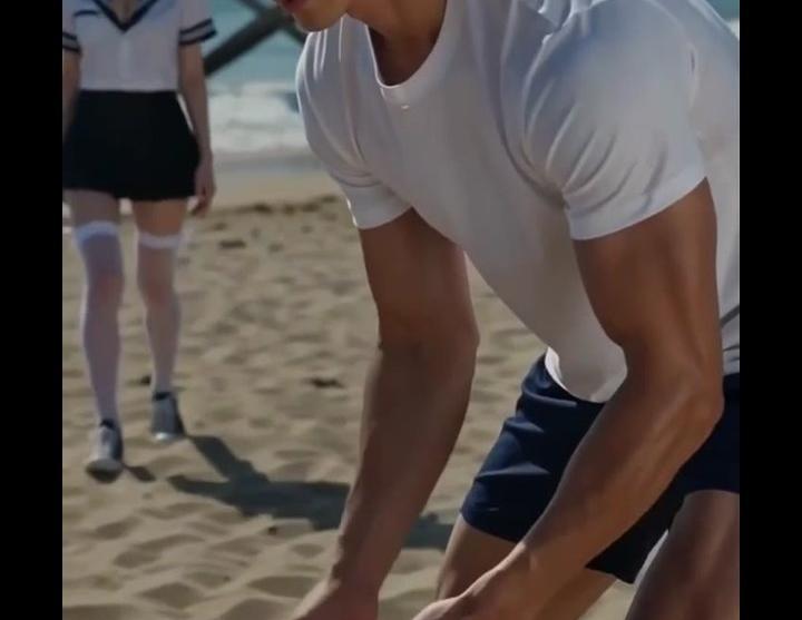秦峰在海边教林浅浅学游泳