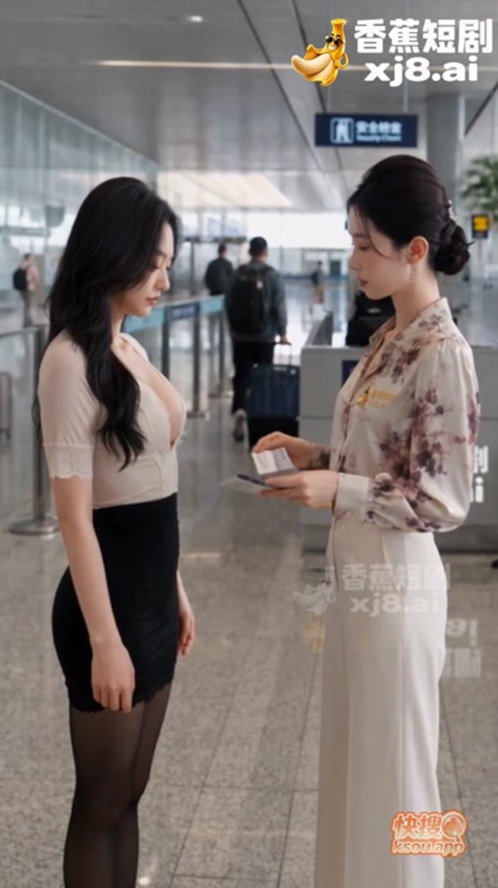 女助理在机场向同事确认出差安排
