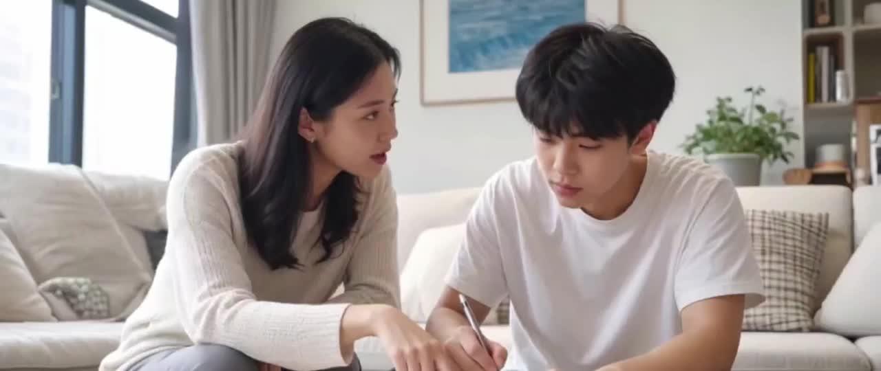 小琳在客厅辅导小刚做题