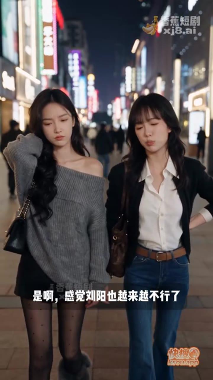 文杰与阿倩走在城市夜街
