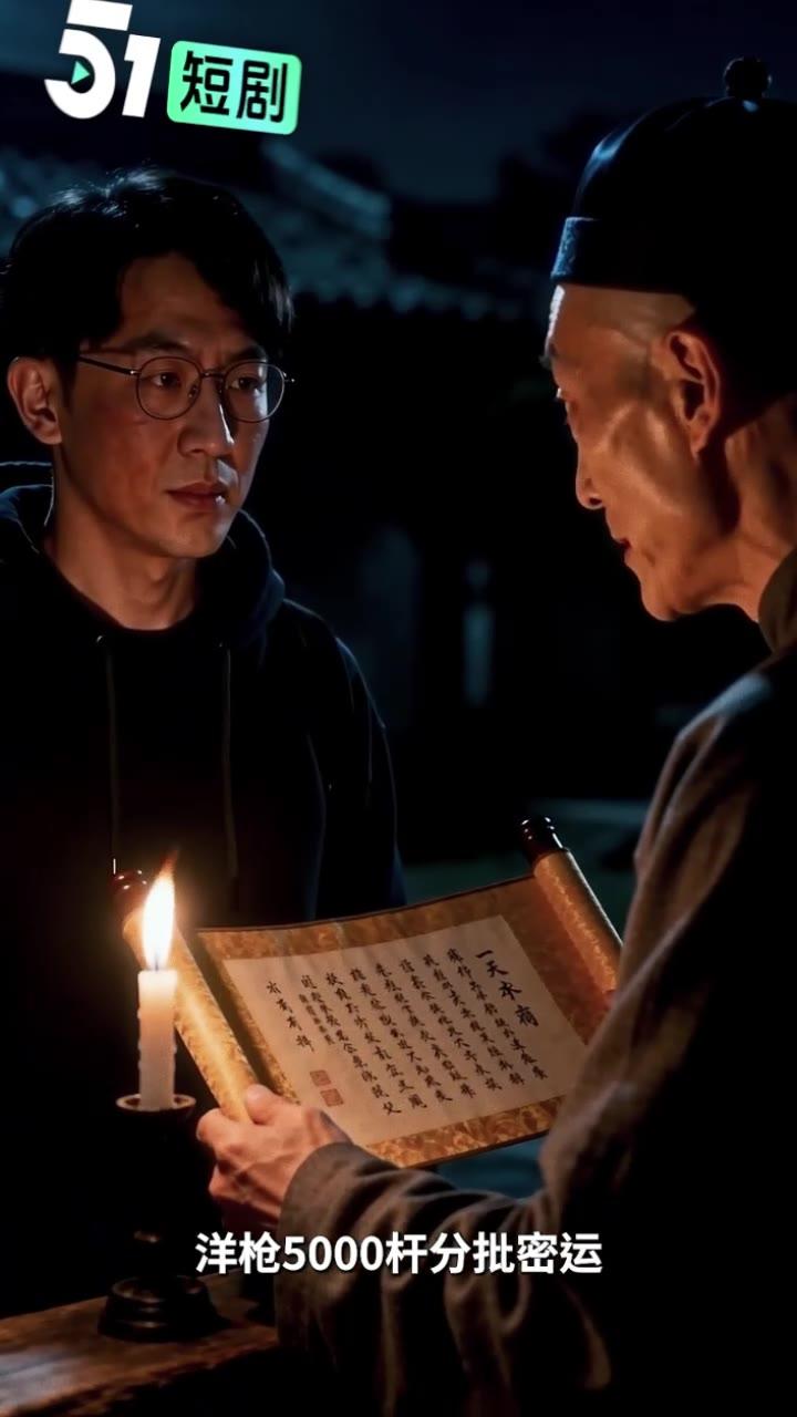 密使在灯下宣读库银与洋枪的秘密支援