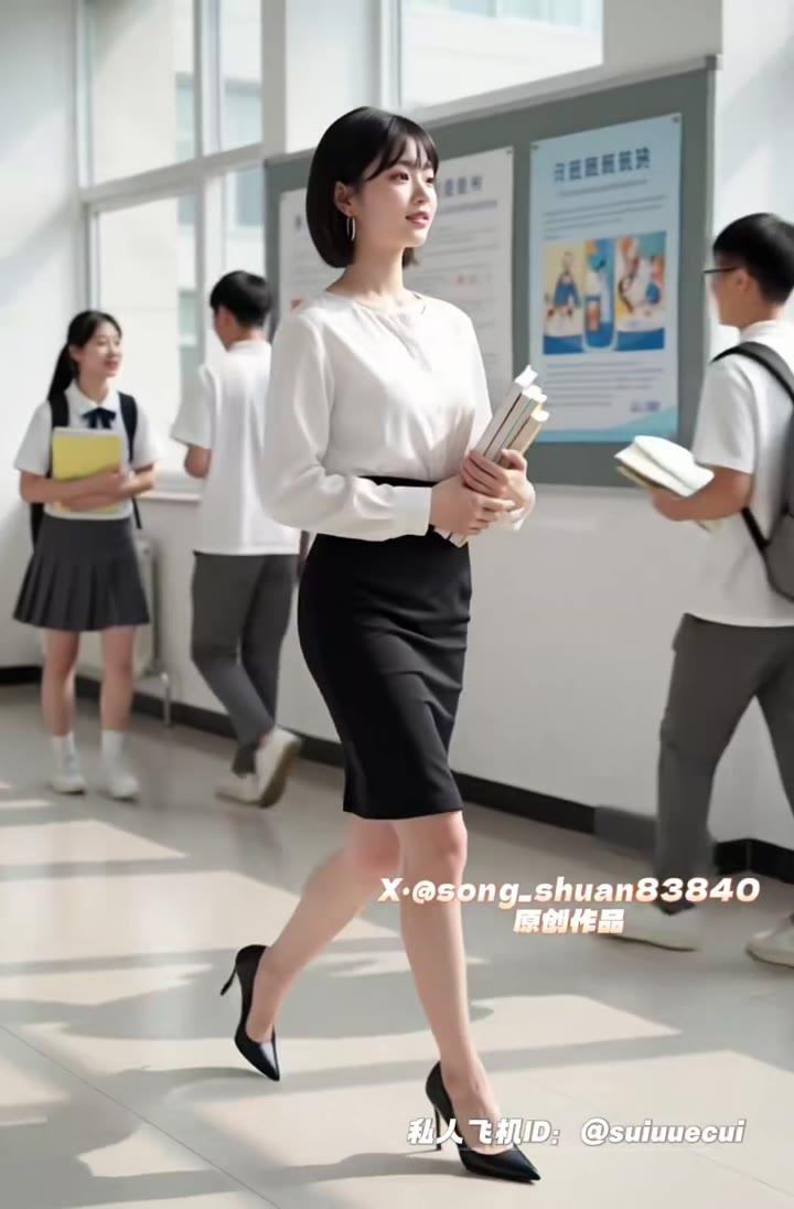 林欣在高中走廊抱着书本
