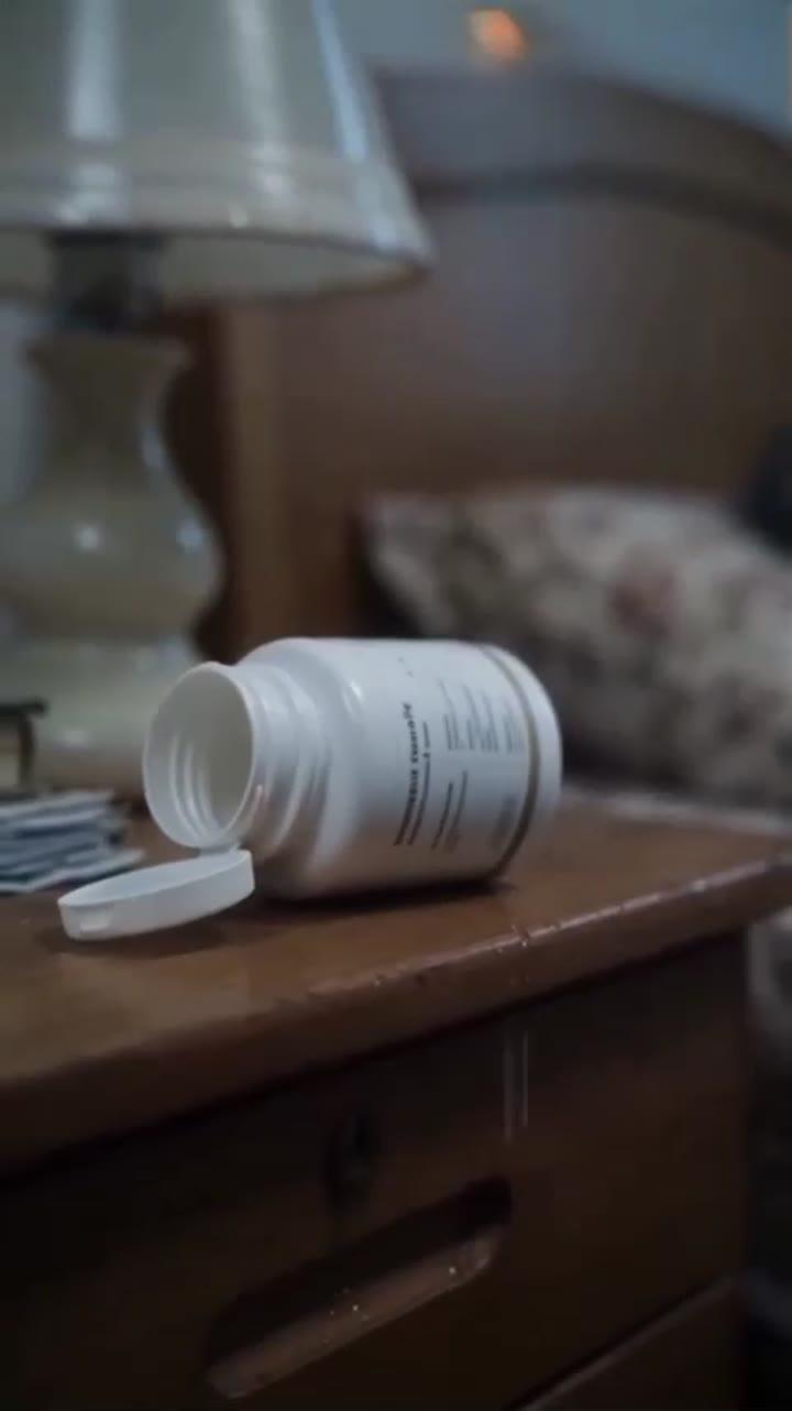 卧室桌面上散落的安眠药瓶