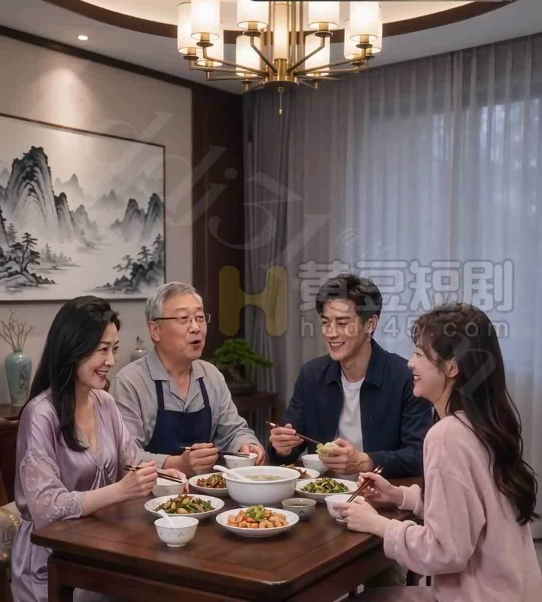 苏沛真与家人在饭桌上谈起出差安排