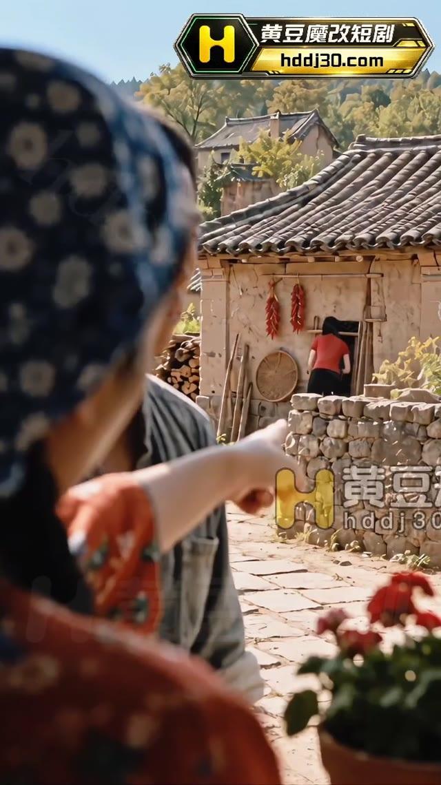 土墙院落与屋门前的乡村场景