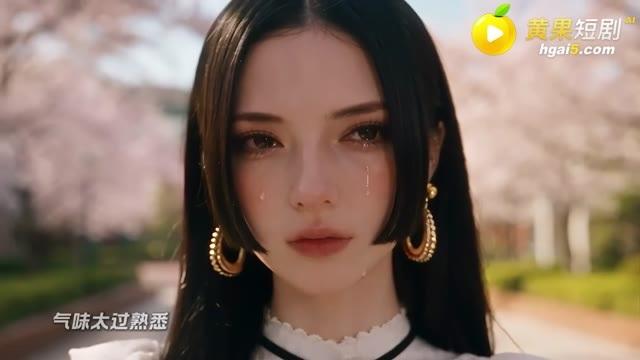 清夏在樱花道路边落泪