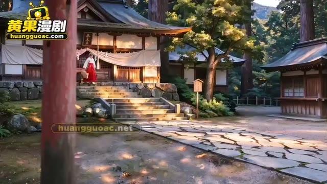 悠前来帮忙打扫的神社院落