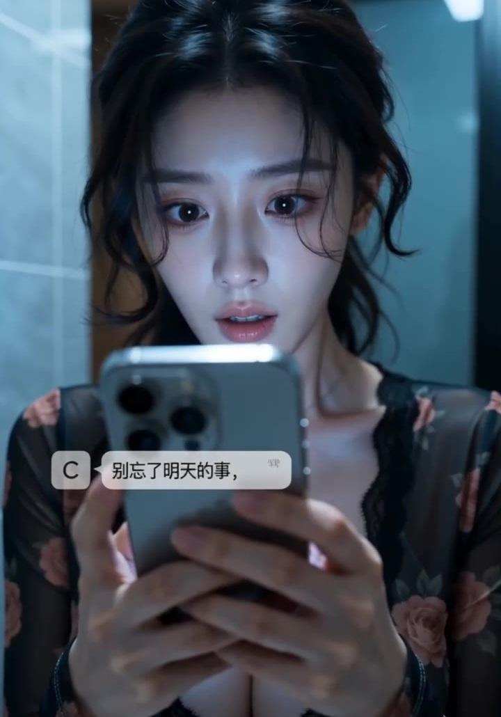女主查看手机中的消息通知