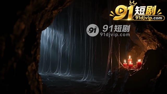 洞窟中垂落的蛛丝与灯烛