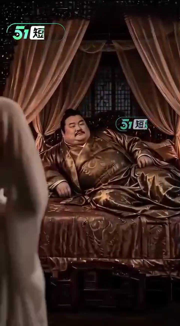 老爷穿金褐色长袍坐在宅院卧房中