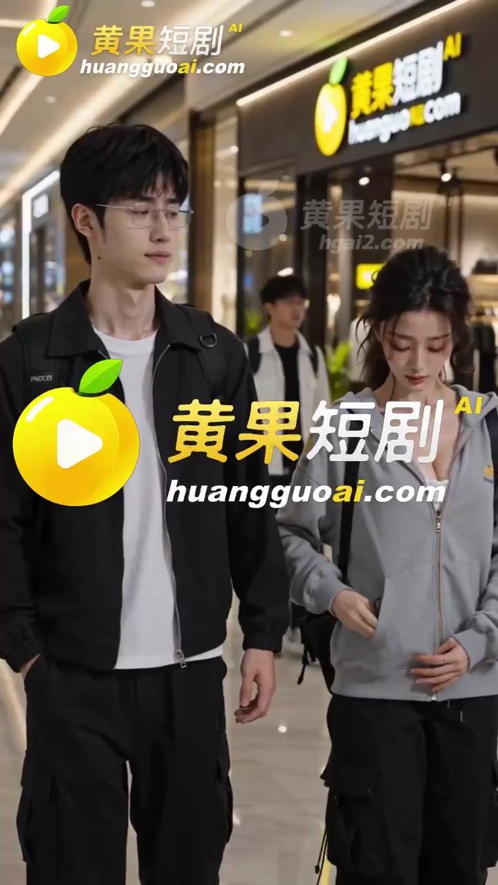 女主与戴眼镜的男友在商场同行