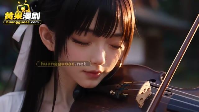 一叶在神社院落演奏小提琴