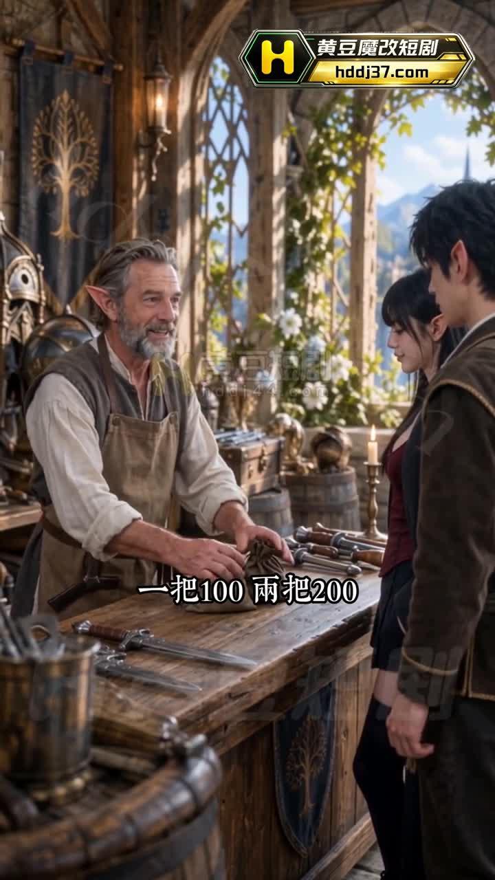 店主向姐弟报出两把短剑的价格