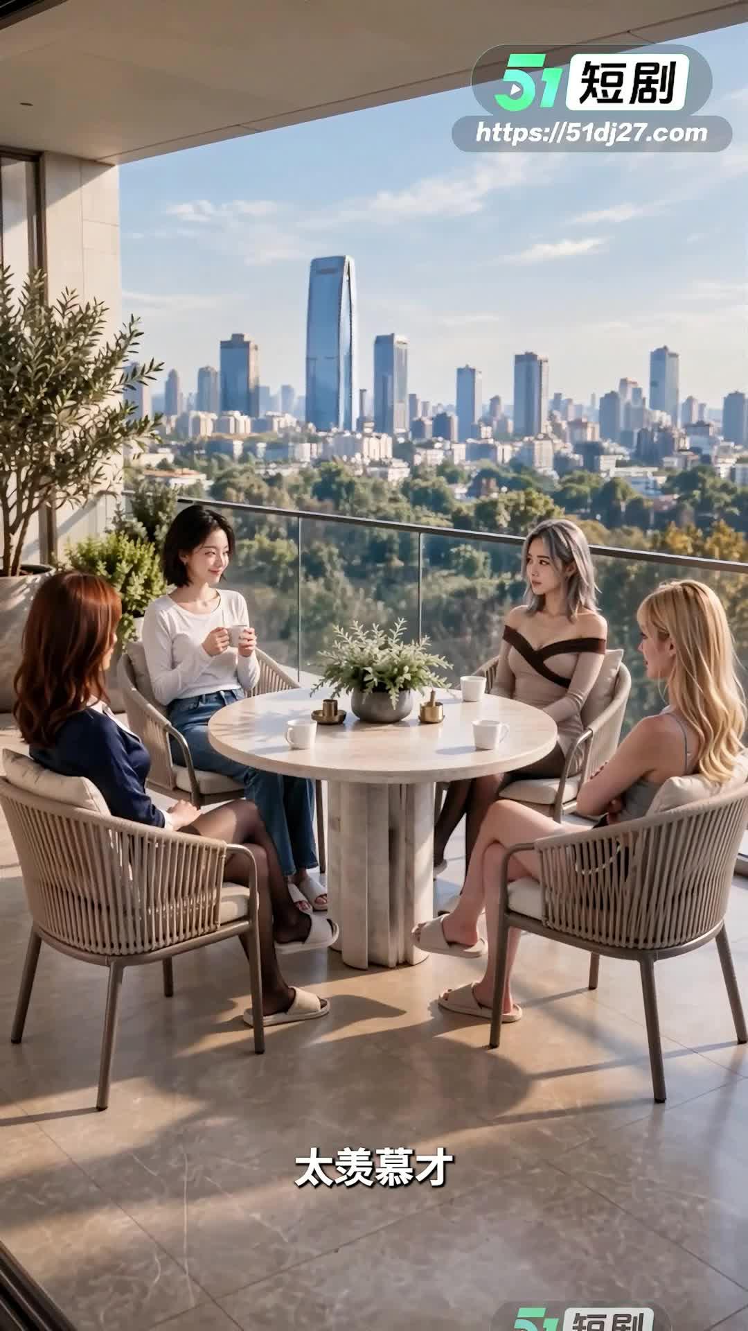 继母与朋友们在窗边聚会