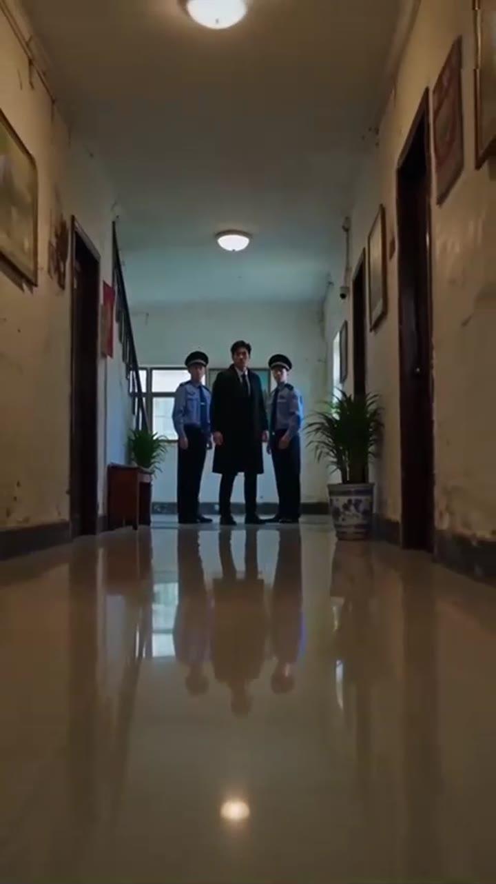 父亲与警方站在出租屋走廊尽头