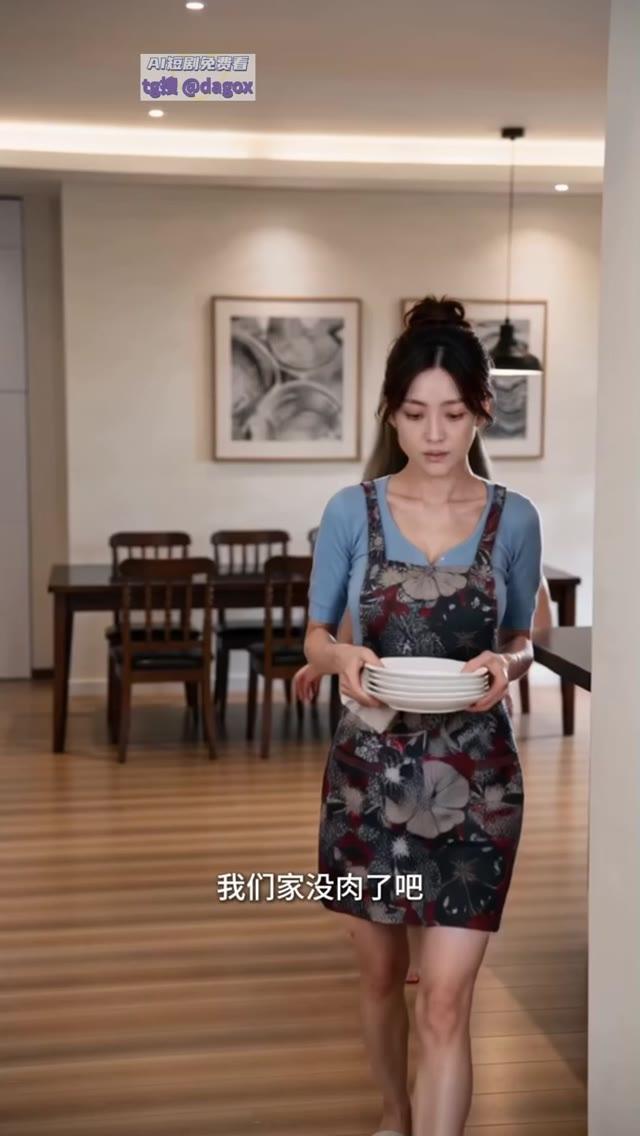 母亲收拾餐具时听到买肉的提议