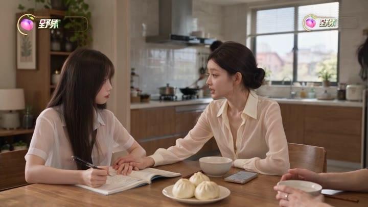 婉儿在早餐桌旁叮嘱妹妹与母亲