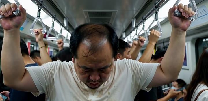 李伟在通勤车厢中出现，人物介绍注明年龄