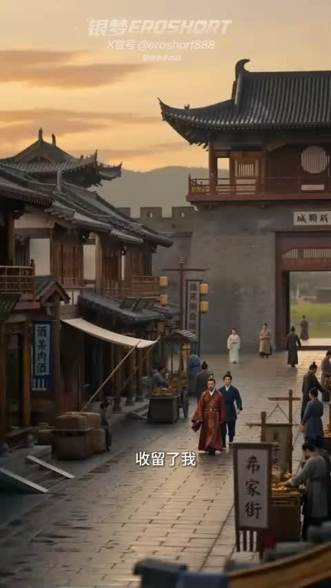 强石随刘大人走在古城街道上
