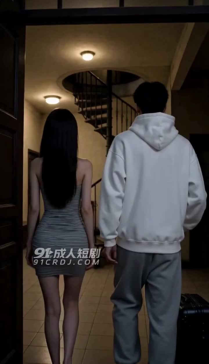 男主带着行李与女子进入宿舍楼