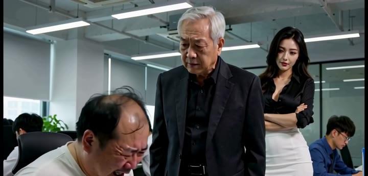 王总在工位训斥李伟，小曼站在旁边