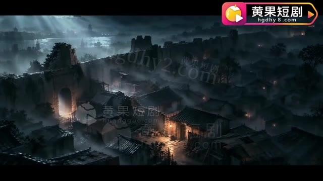 夜色中的旧城与屋舍