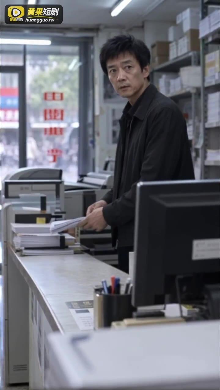 黑衣男子站在书店柜台后