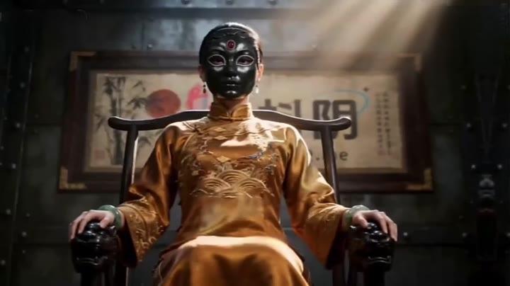 佩戴黑色面具的少东主坐在交易厅中