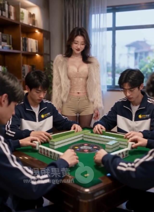 柳如烟招呼朋友围坐麻将桌