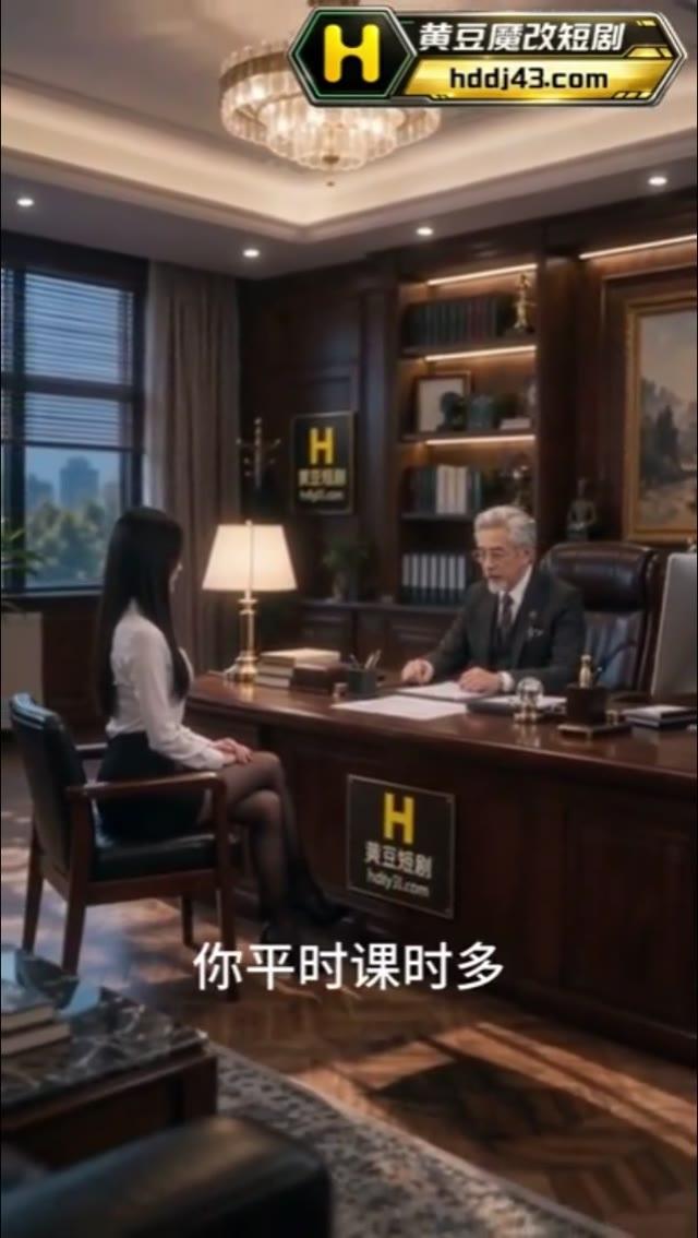 校长在办公桌前与李老师谈评优安排