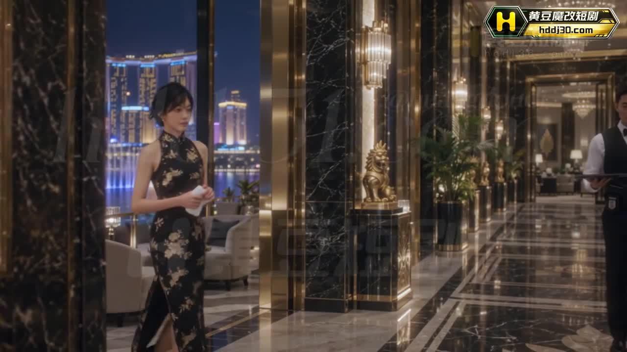 陪同女子拿着纸巾站在赌厅走廊