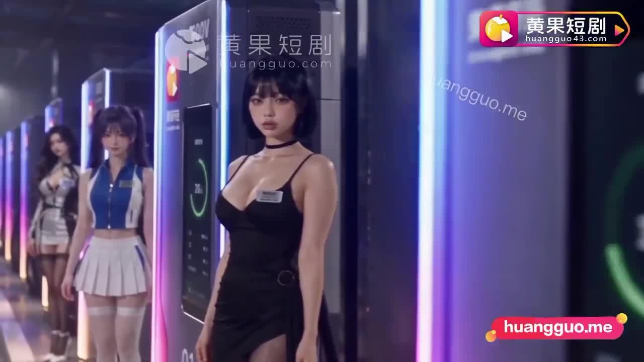 几名工作人员站在蓝紫灯光的充电设施旁