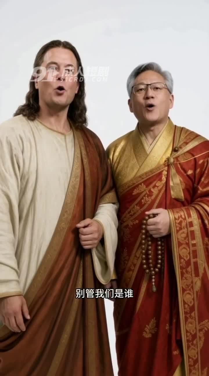 两位长袍人物在白色空间说明来意