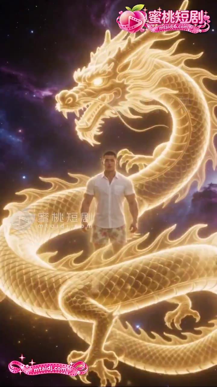白衬衫男子身后出现发光金龙