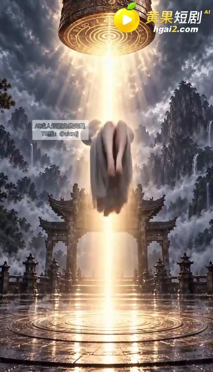 后山悬浮衣袍与金色符阵构成仪式场景