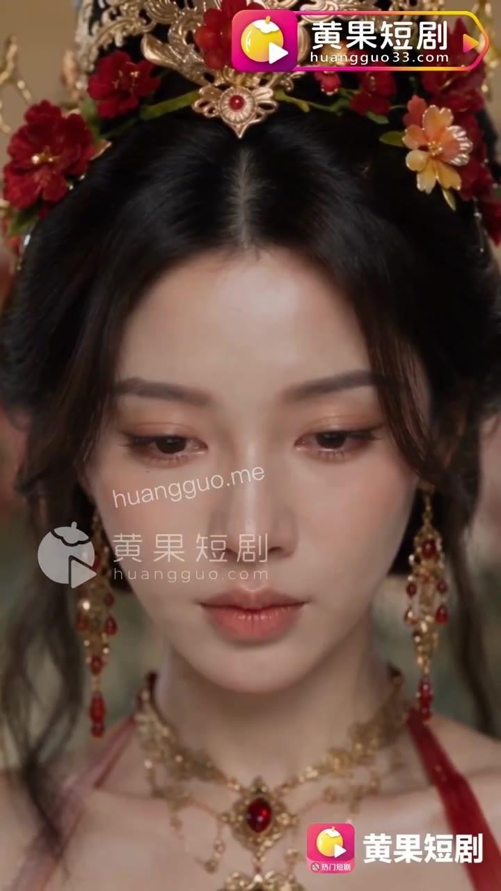 王芷涵换上红色古装与花饰
