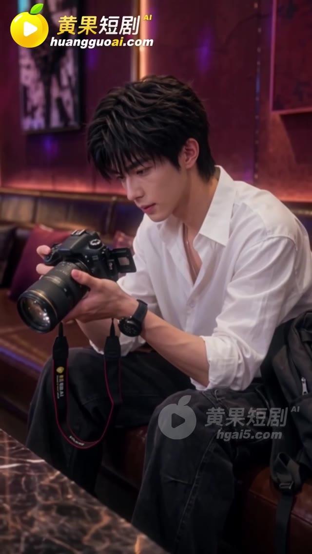 陆晨在生日聚会中拿着相机查看画面