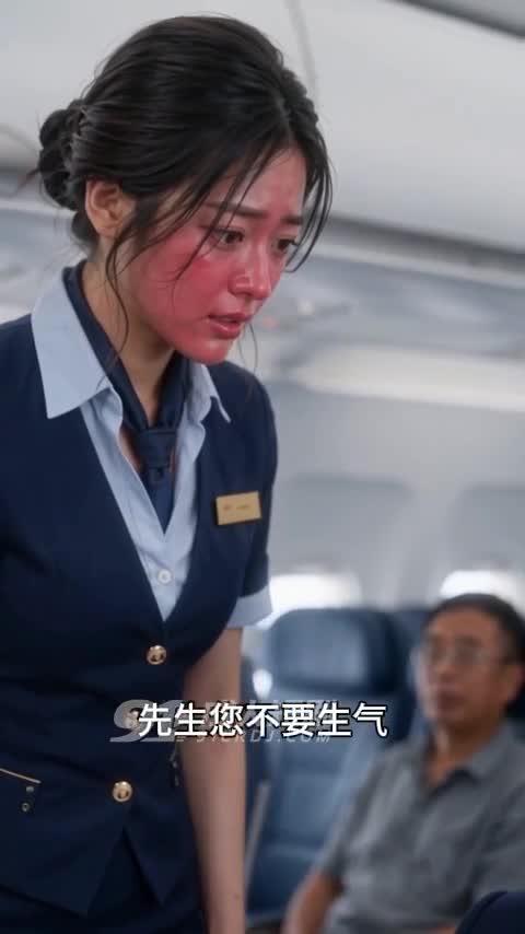 同行乘务人员端着水果参与机舱调解