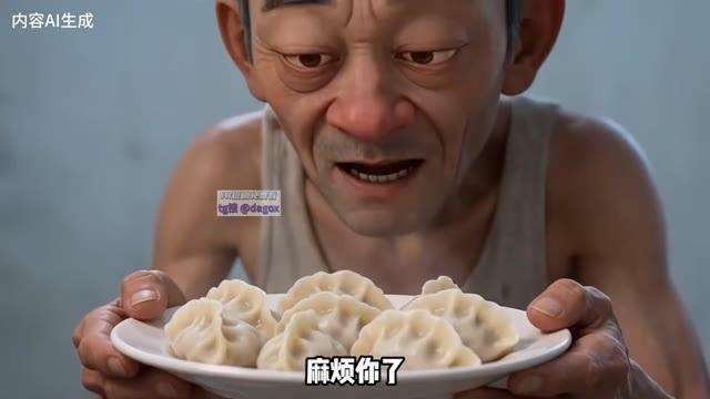 吴大爷接过租客送来的饺子